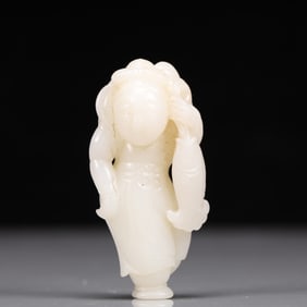 An Exquisite White Jade Old Fisherman Ornament