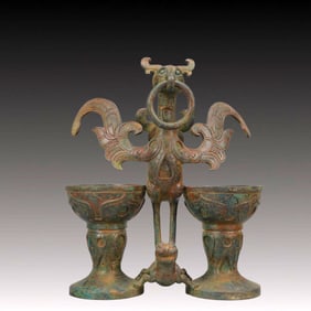 A Rare Bronze Phoenix Cup