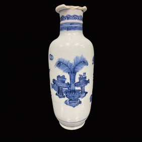An Exquisite Blue and White Eight Treasures Pattern Vase