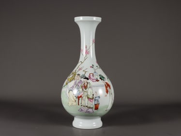 A Rare Famille-Rose Painted Gold Figure and Story Pattern Vase