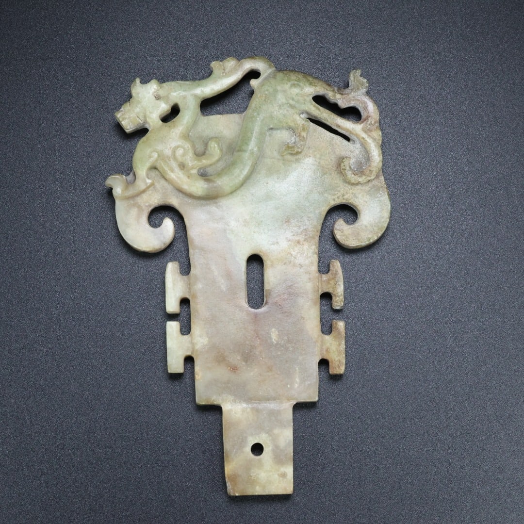 An Exquisite White Jade Chi-Dragon Pattern Ornament - 4