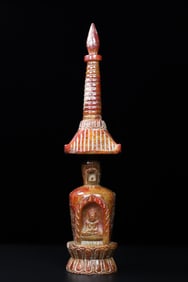 An Exquisite Archaic Jade Figure Pattern Pagoda