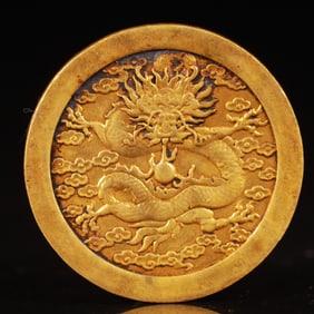An Exquisite Gilt Bronze Dragon Pattern Coin