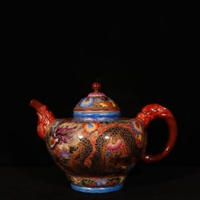 An Exquisite Cloisonne Dragon Pattern Teapot