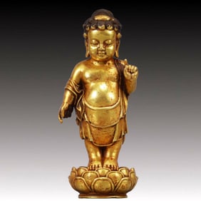A Solemn Gilt Bronze Buddha Statue