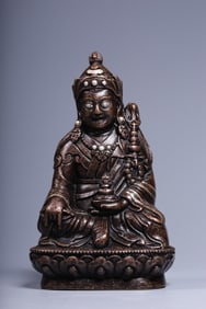 A Rare Bronze Inlaid Silver Statue of Padma Sambhava