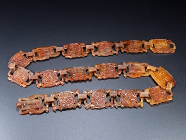 An Exquisite White Jade Dragon and Phoenix Pattern Belt