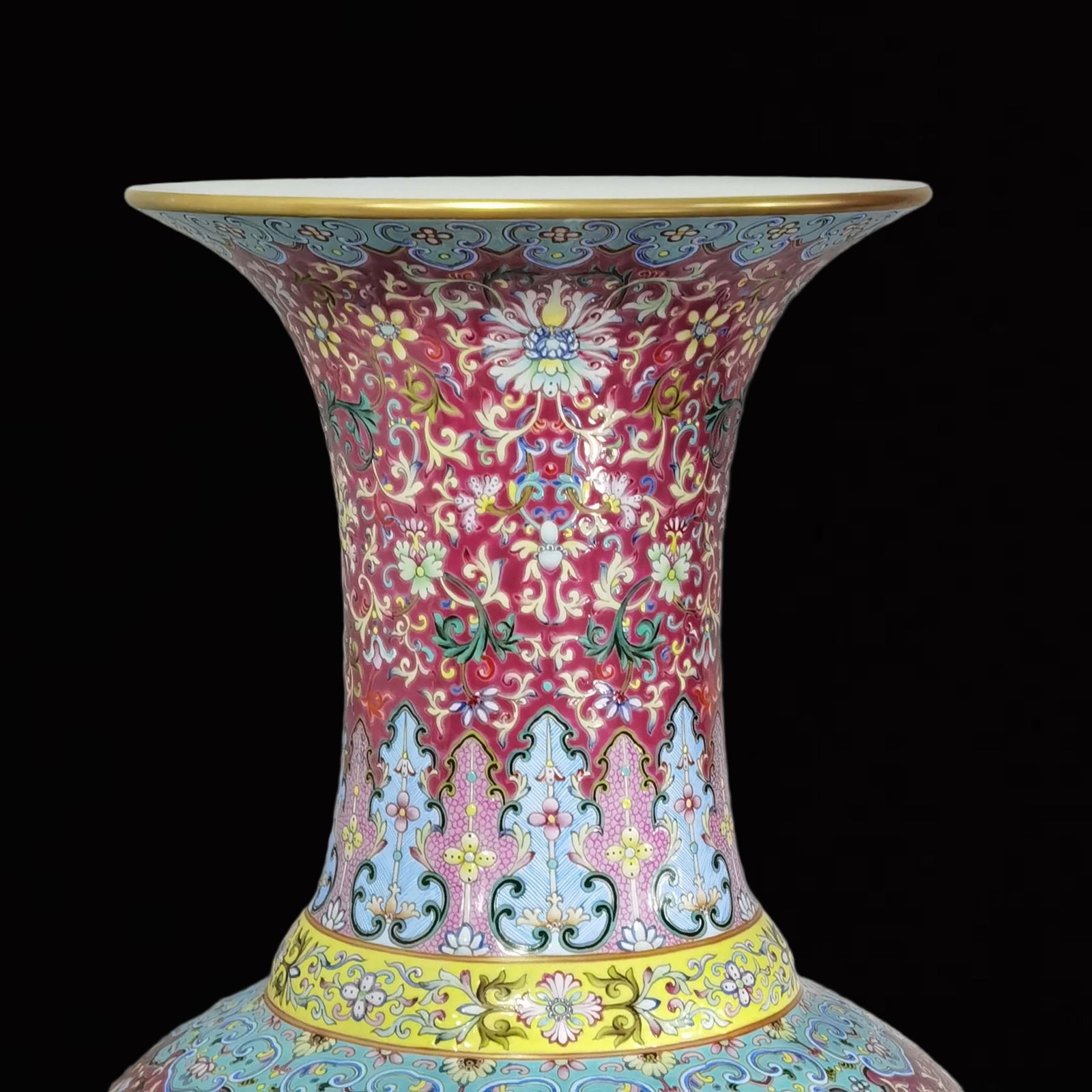 A Huge Ruby Red Glazed Landscape and Figure Pattern Vase - 14