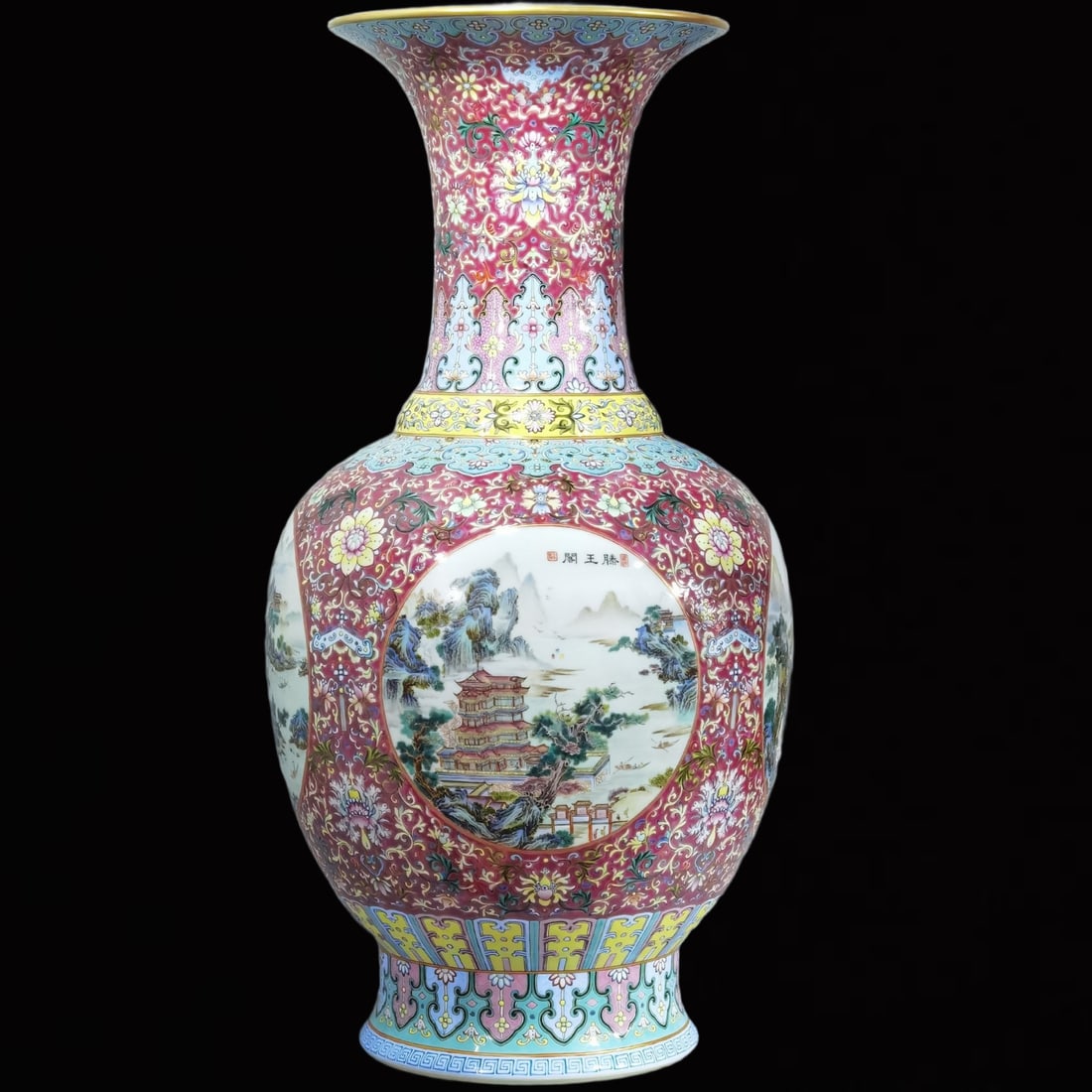 A Huge Ruby Red Glazed Landscape and Figure Pattern Vase (1 of 17)