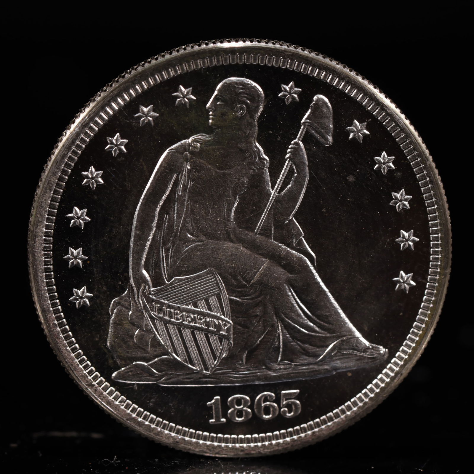 USA One Dollar 1865 Coin: American coin. IN GOD WE TRUST / LIBERTY / 1865 / UNITED STATES OF AMERICA / ONE DOL. Weight:26.9g.