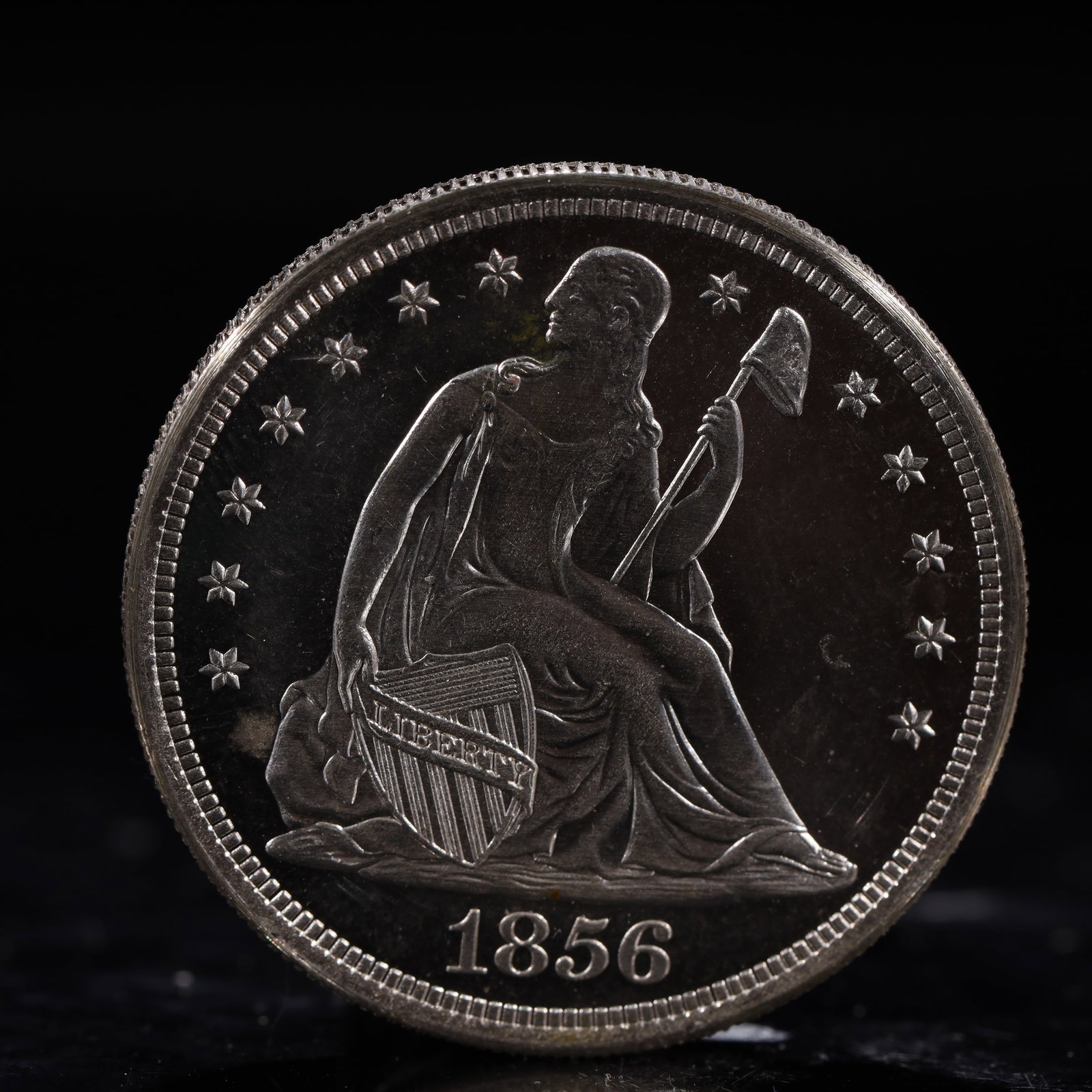 USA One Dollar 1856 Coin: American coin. IN GOD WE TRUST / LIBERTY / 1856 / UNITED STATES OF AMERICA / ONE DOL. Weight:26.9g.