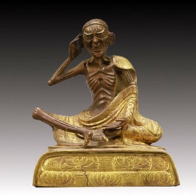A Solemn Gilt Bronze Statue of Arhat