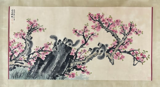 A Chinese Ink Painting of Squirrel and Flower on Paper
