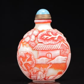 An Exquisite Glass Landscape and Figure Pattern Snuff Bottle