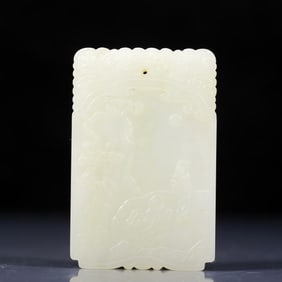 An Exquisite White Jade Figure Pattern Pendant