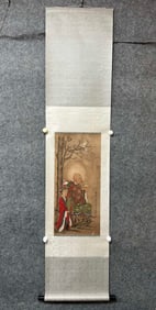 A Chinese Vertical Scroll Ink Painting of Figure on Silk