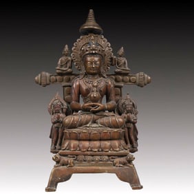 A Solemn Bronze Statue of Avalokitesvara, With Inscription