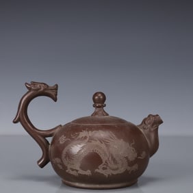 An Exquisite Purple Sands Dragon Pattern Teapot