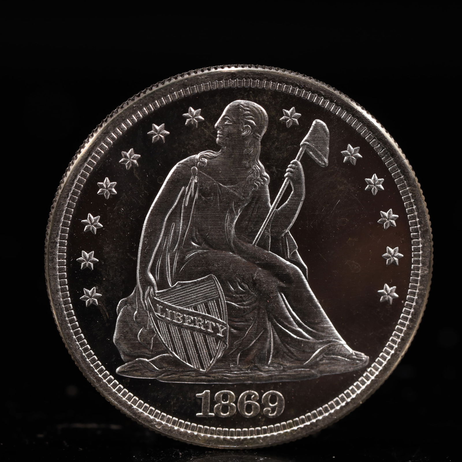 USA One Dollar 1869 Coin: American coin. IN GOD WE TRUST / LIBERTY / 1869 / UNITED STATES OF AMERICA / ONE DOL. Weight:26.9g.