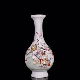 A Rare Famille-Rose Figure and Story Pattern Vase