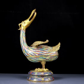 A Huge Cloisonne Duck-Shaped Censer
