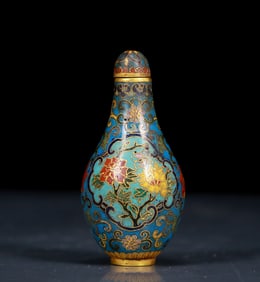 An Exquisite Cloisonne Lotus Pattern Snuff Bottle