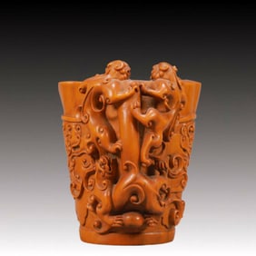An Exquisite Boxwood Chi-Dragon Pattern Cup