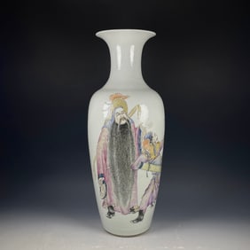 A Huge Famille-Rose Figure and Story Pattern Vase,with Poem