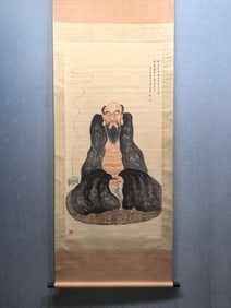 A Chinese Vertical Scroll Ink Painting of Figure on Paper