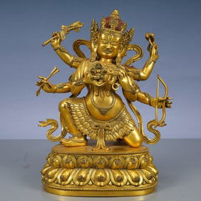 A Solemn Gilt Bronze Buddha Statue