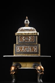 An Exquisite Bronze Painted Color Bats and Peach Pattern Beast Legs Censer