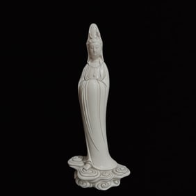 A Solemn Blance-De-Chine Statue of Avalokitesvara