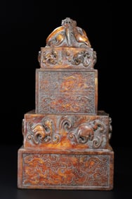 A Set of Fine Archaic Jade Auspicious Beast Pattern Seals