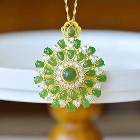 A Set of Fine Sterling Silver-Gold Plated Inlaid Jasper Jewelrys,Inlaid Diamond