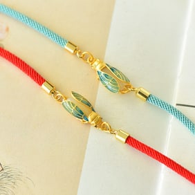 A Pair of Exquisite Sterling Silver-Gold Plated Inlaid White Jade Bracelets