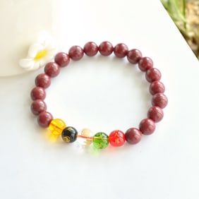 An Exquisite Cinnabar with Crystal Bracelets