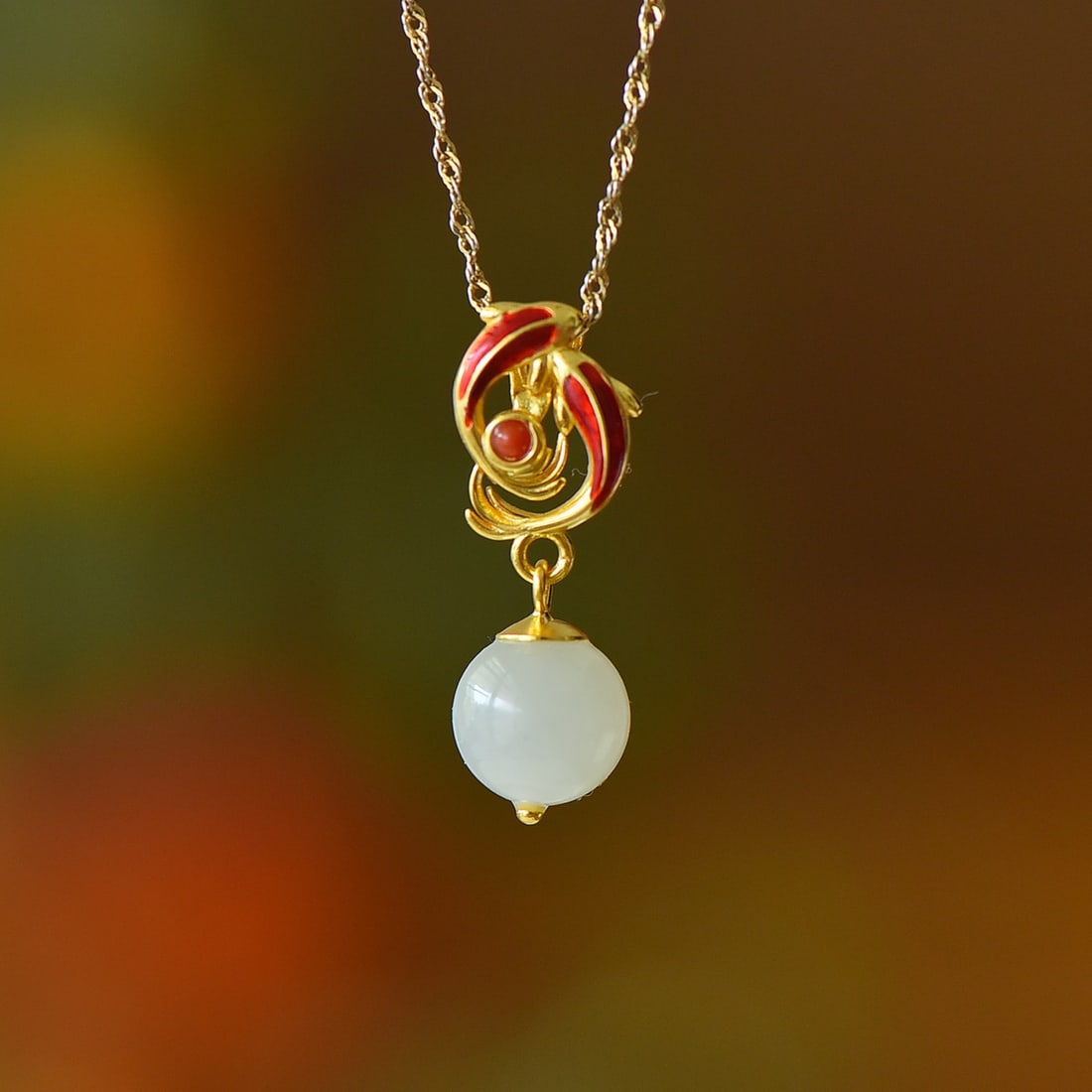 A Set of Fine Sterling Silver Inlaid White Jade Fish Pattern Jewelry: A Set of Fine Sterling Silver Inlaid White Jade Fish Pattern Jewelry 一套纯银镶白玉鱼纹首饰