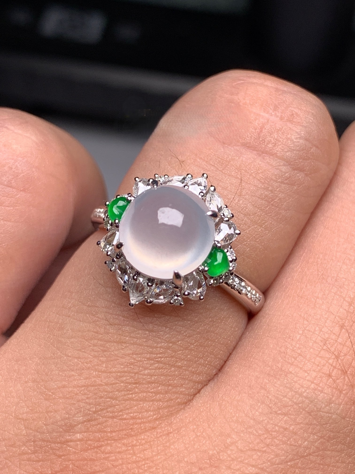 An Exquisite 18k Gold Diamond Inlaid Jadeite Ring (1 of 6)