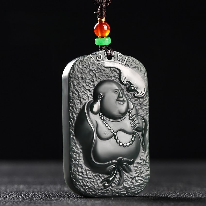 An Exquisite Cyan jade Statue of Maitreya Buddha Pendant (1 of 4)