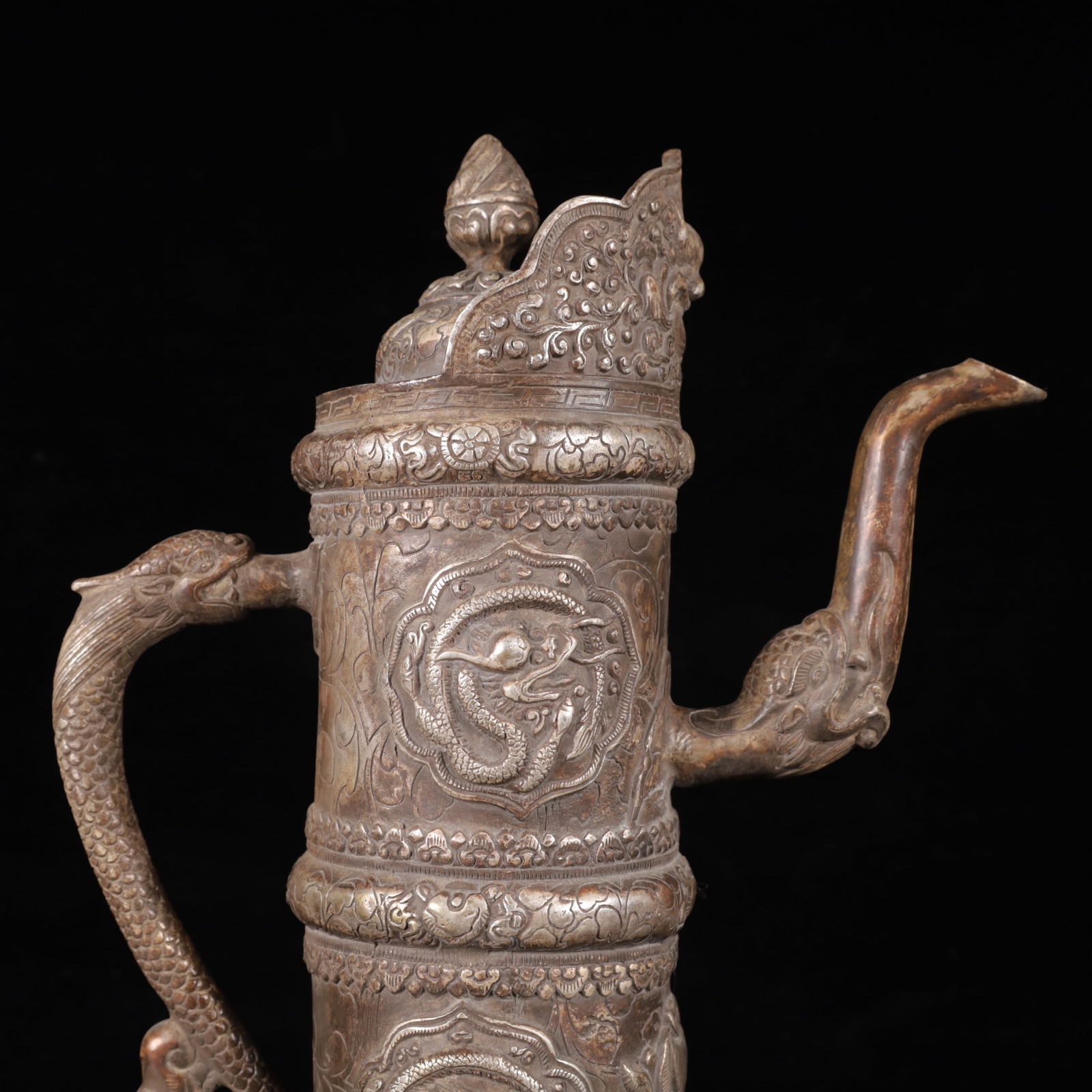 An Exquisite Silver Dragon Pattern Ewer - 2