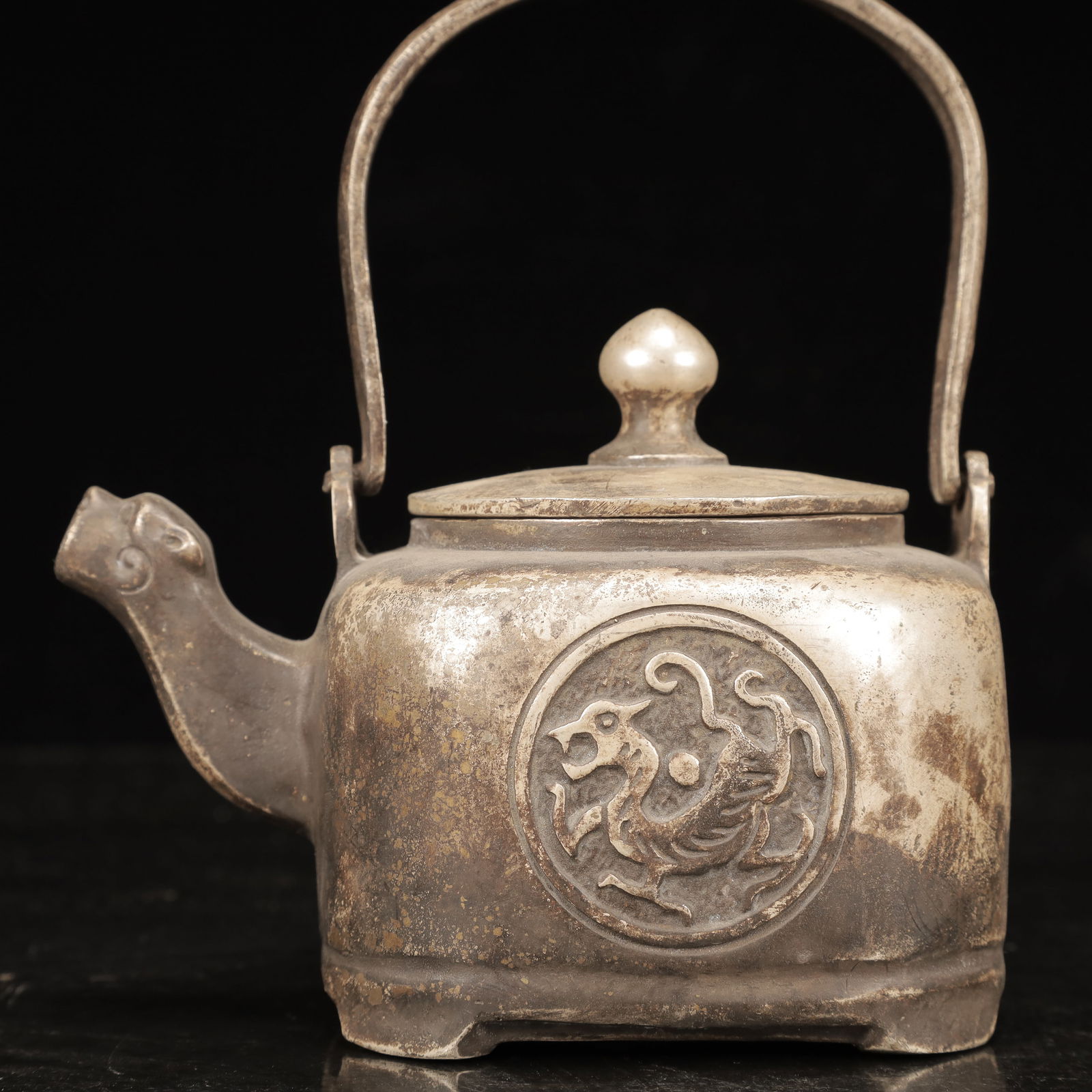An Exquisite Silver-plated Copper Dragon Pattern Ewer - 3