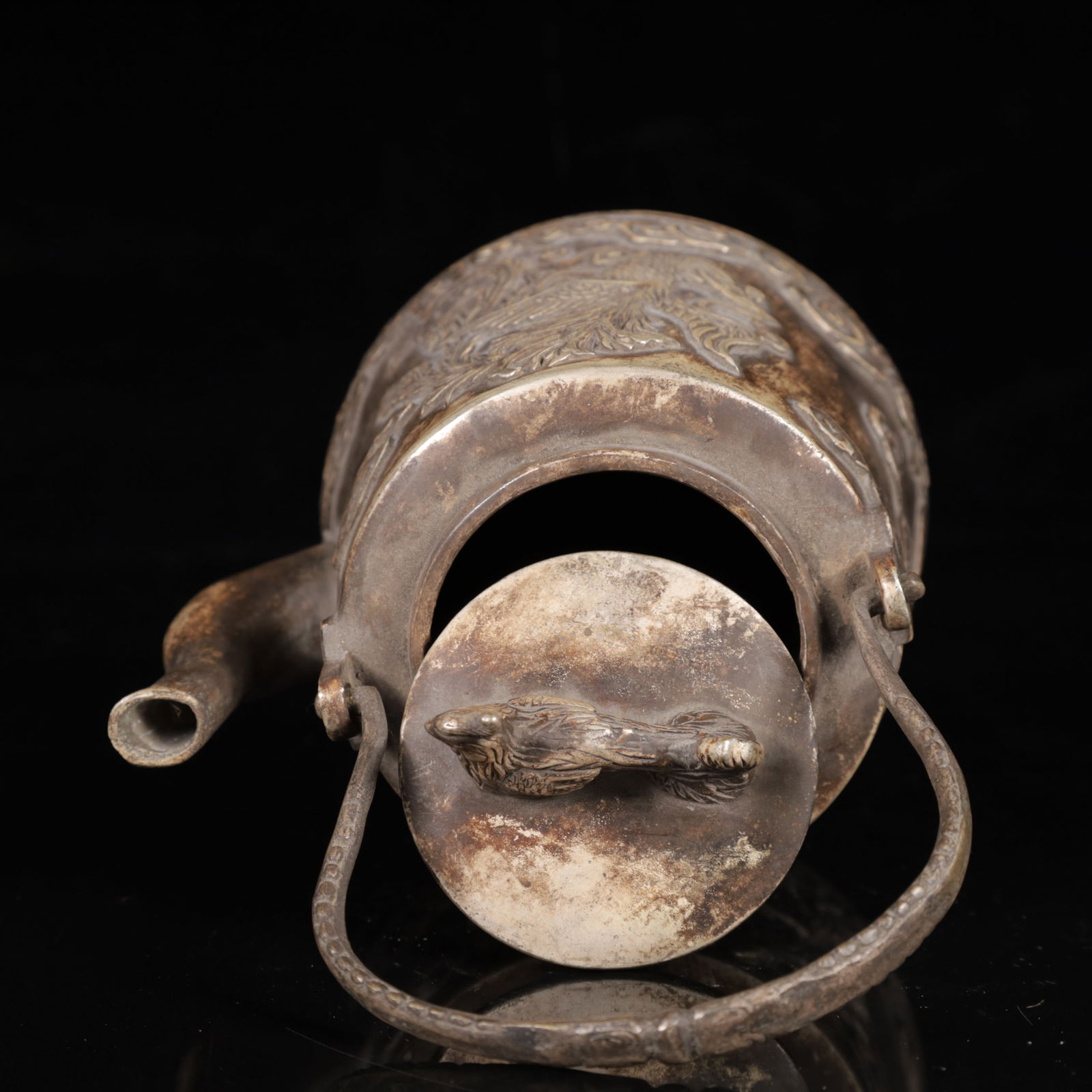 An Exquisite Silver Phoenix Pattern Ewer - 11