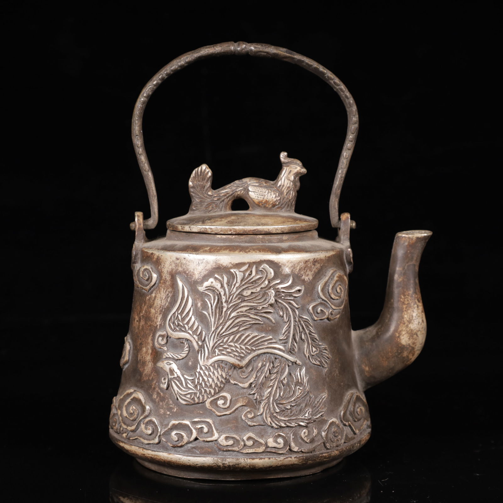 An Exquisite Silver Phoenix Pattern Ewer - 7