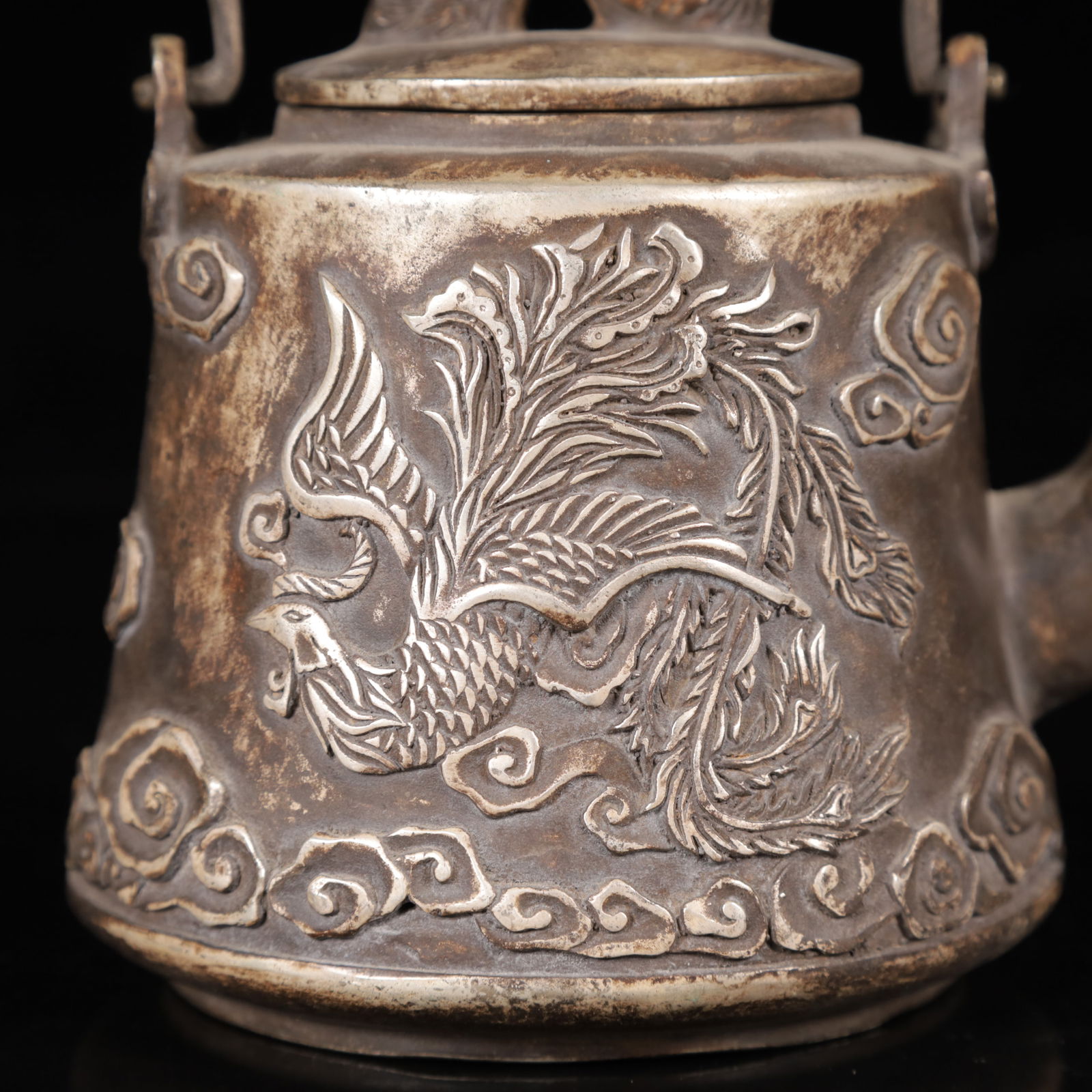 An Exquisite Silver Phoenix Pattern Ewer - 8