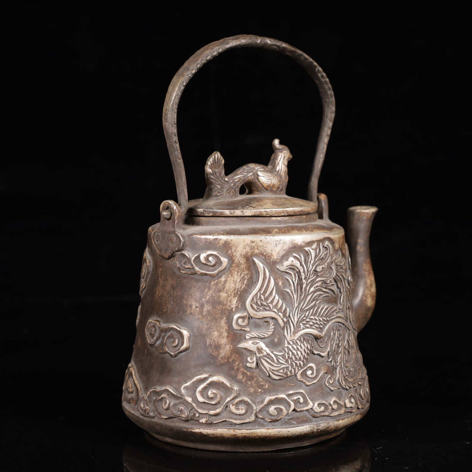 An Exquisite Silver Phoenix Pattern Ewer - 9