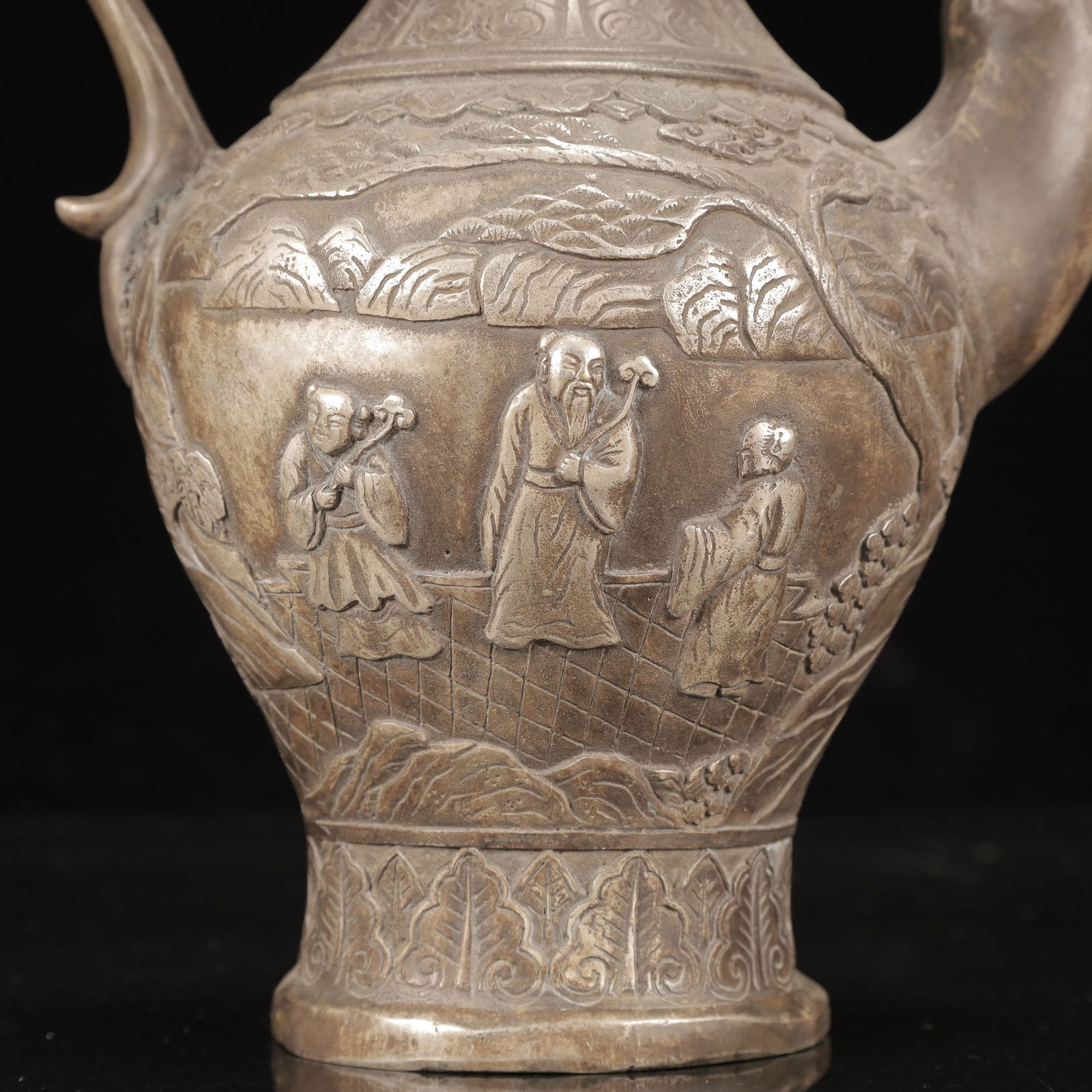 A Rare Silver-plated Copper Figure Pattern Ewer - 10