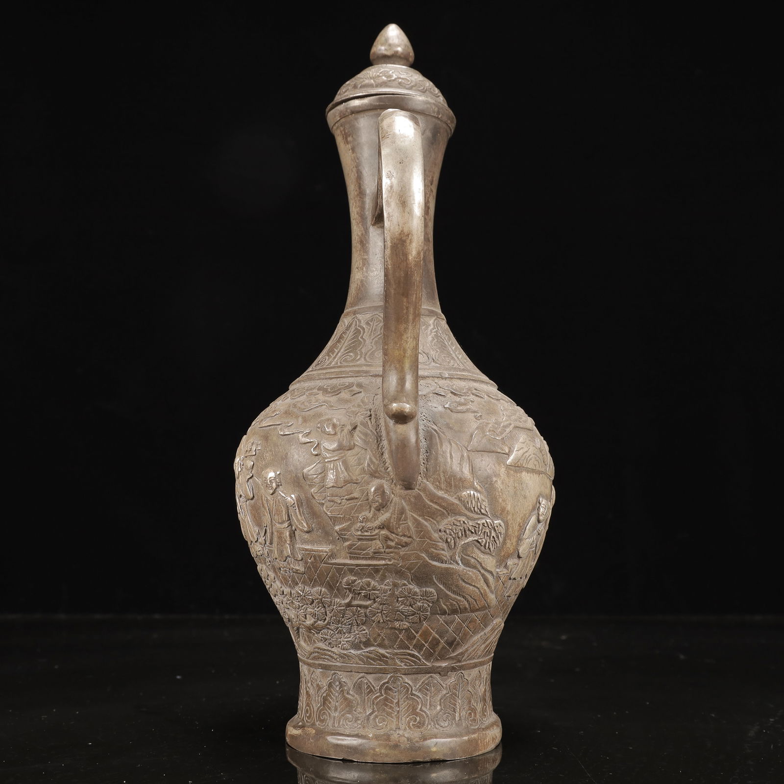 A Rare Silver-plated Copper Figure Pattern Ewer - 13