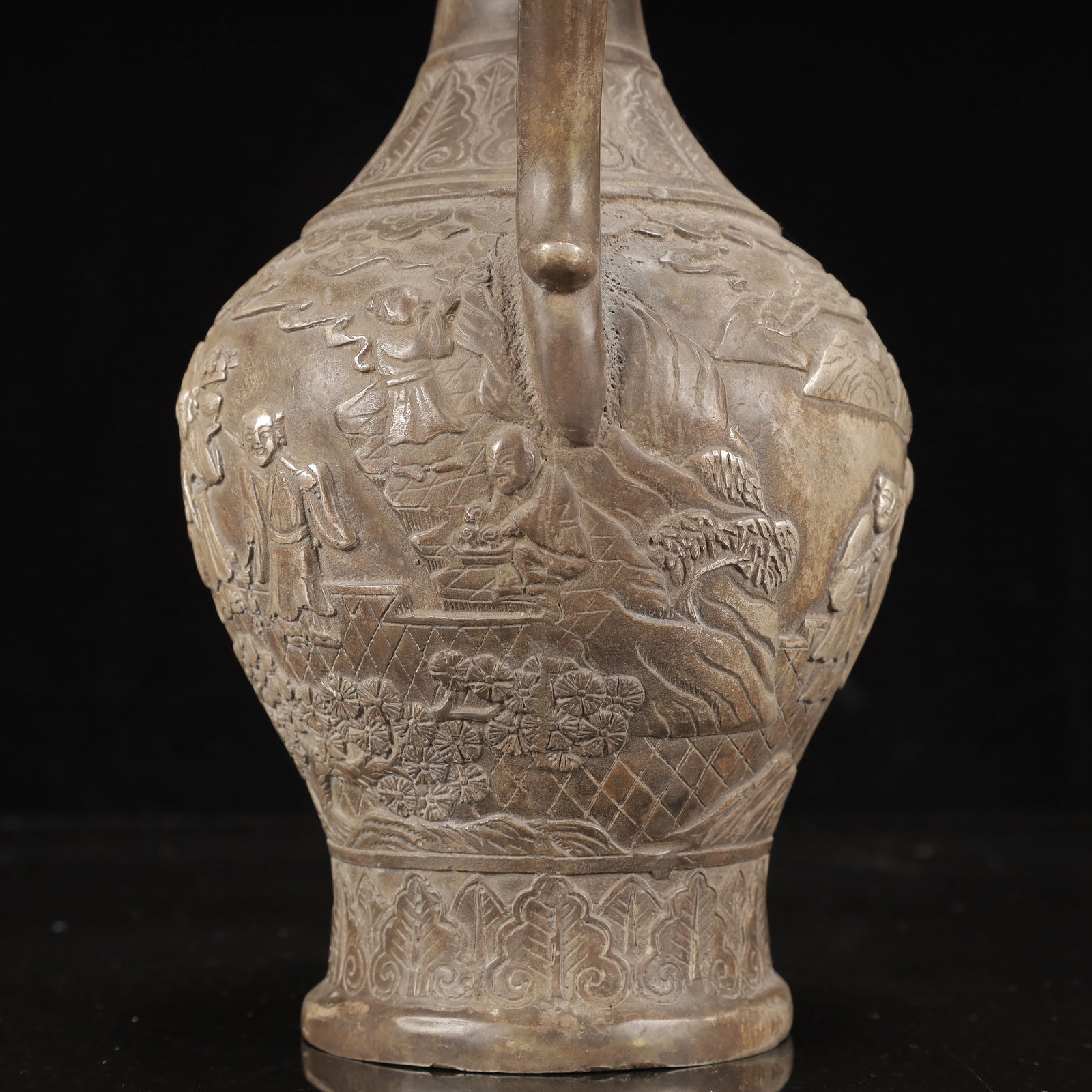 A Rare Silver-plated Copper Figure Pattern Ewer - 14