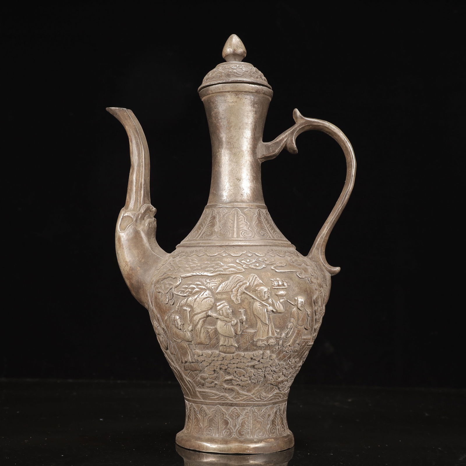 A Rare Silver-plated Copper Figure Pattern Ewer (1 of 16)