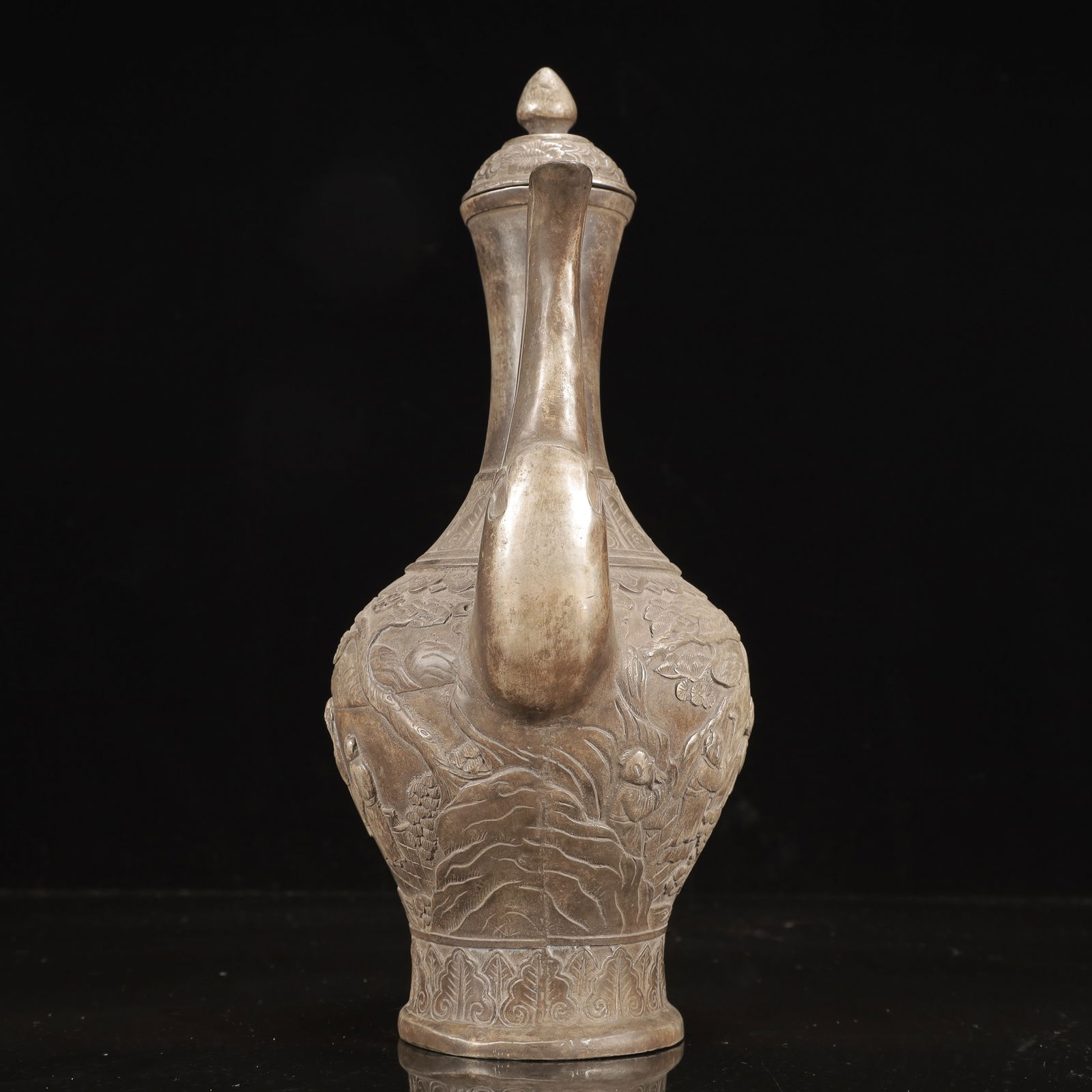 A Rare Silver-plated Copper Figure Pattern Ewer - 5
